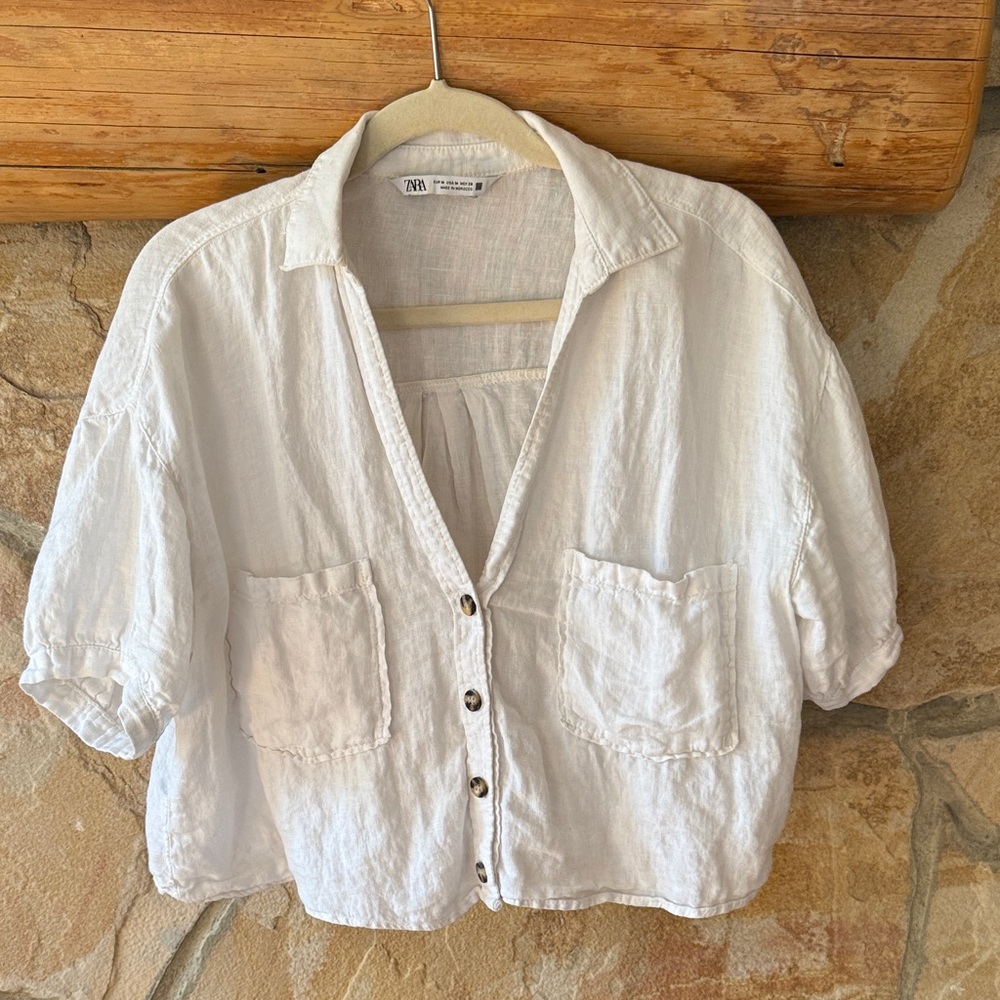 Zara White Linen Shirt